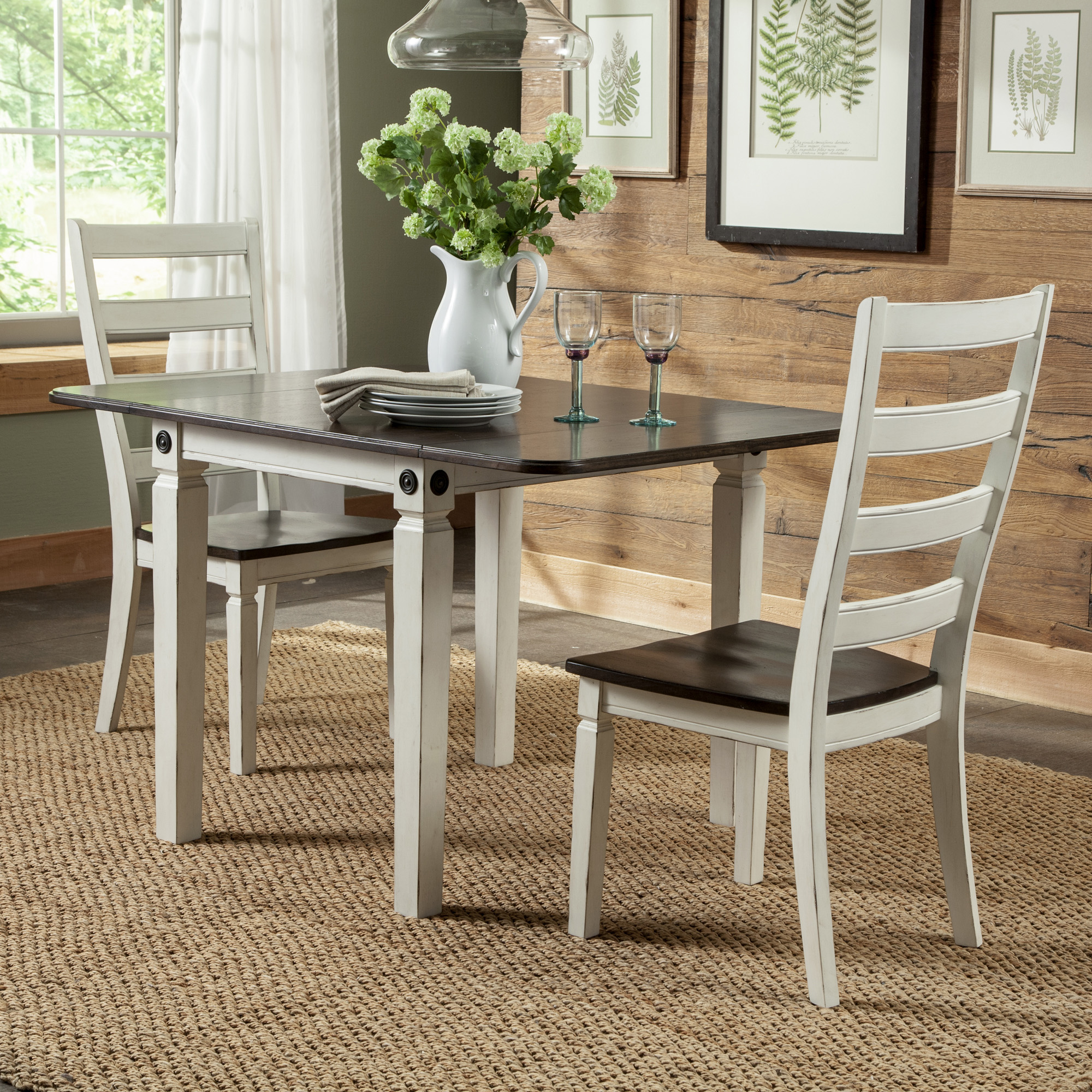 Glennwood Drop Leaf Table | White & Charcoal - intercon ...