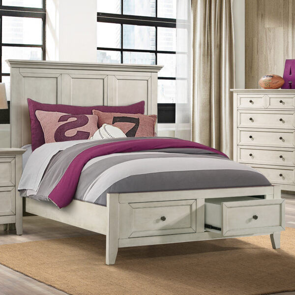 San Mateo Youth Full Storage Bed | Rustic White