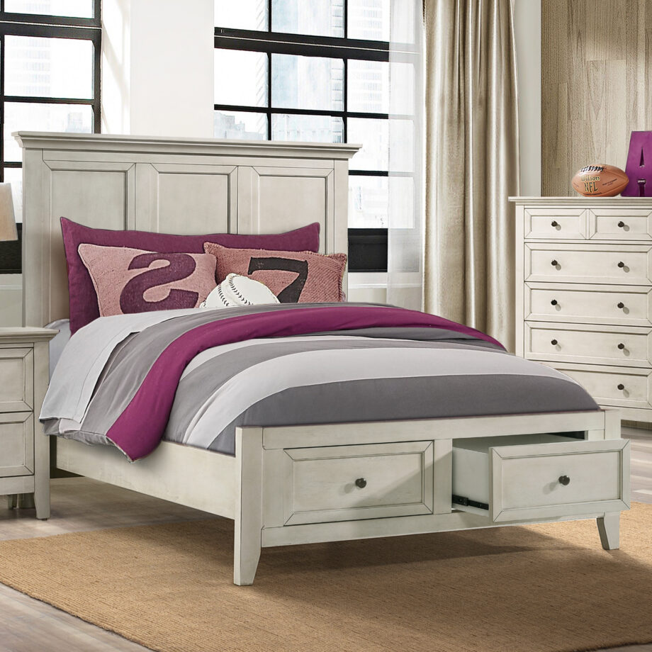 San Mateo Youth Full Storage Bed | Rustic White