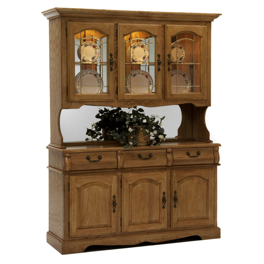 Classic Oak Burnished Large China Cabinet