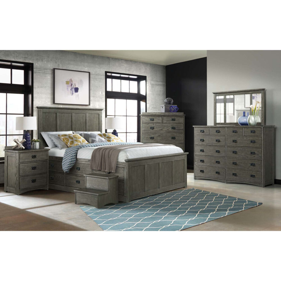 Oak Park Captains Bed | Pewter
