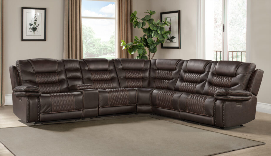 Cody Dual-Power Sectional Set | Dark Brown