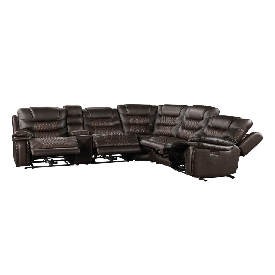 Cody Dual-Power Sectional Set | Dark Brown