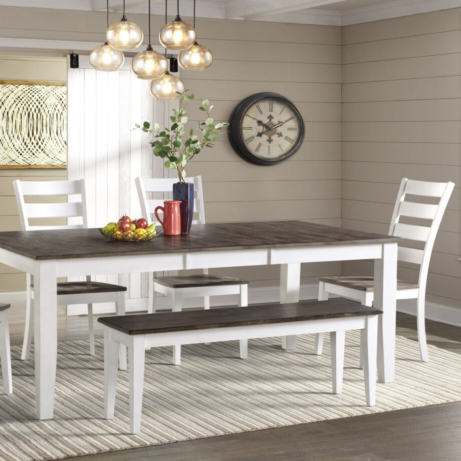 Kona Dining Bench | Gray and White