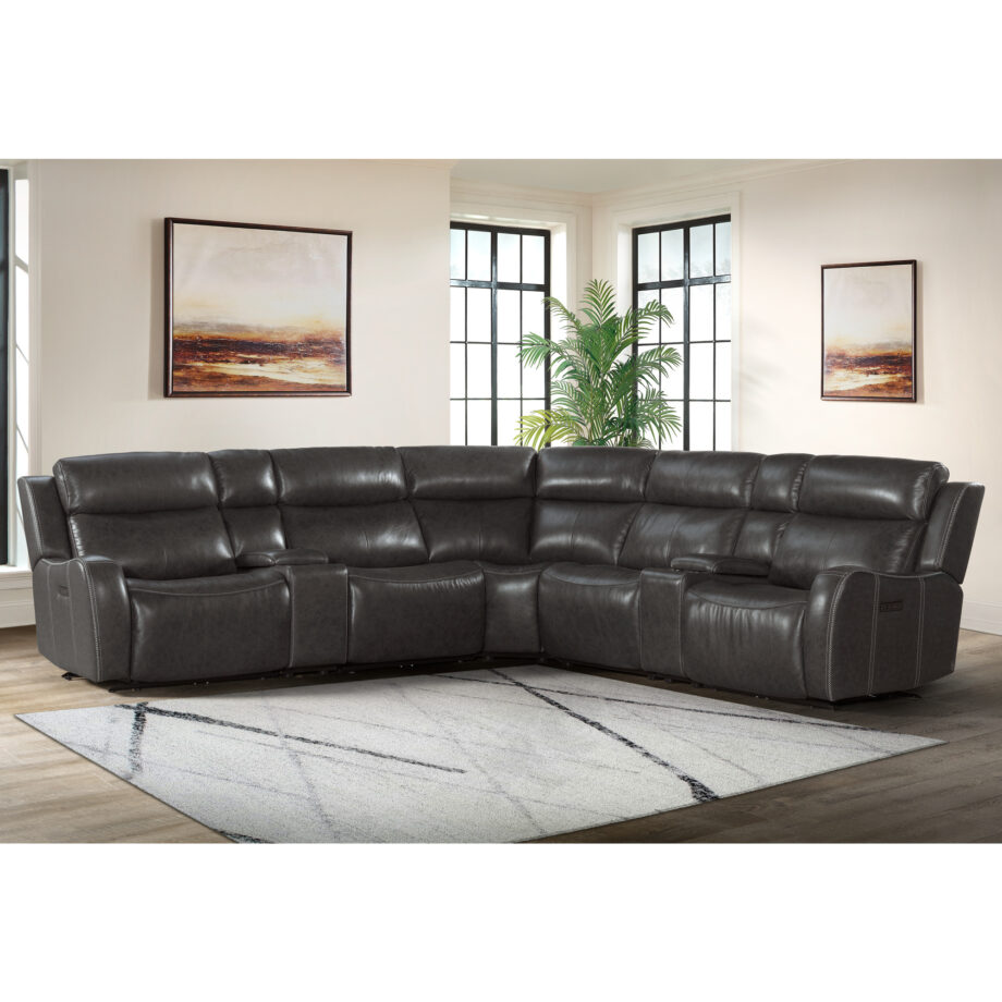 Wainwright Dual-Power Sectional Set | Charcoal Gray