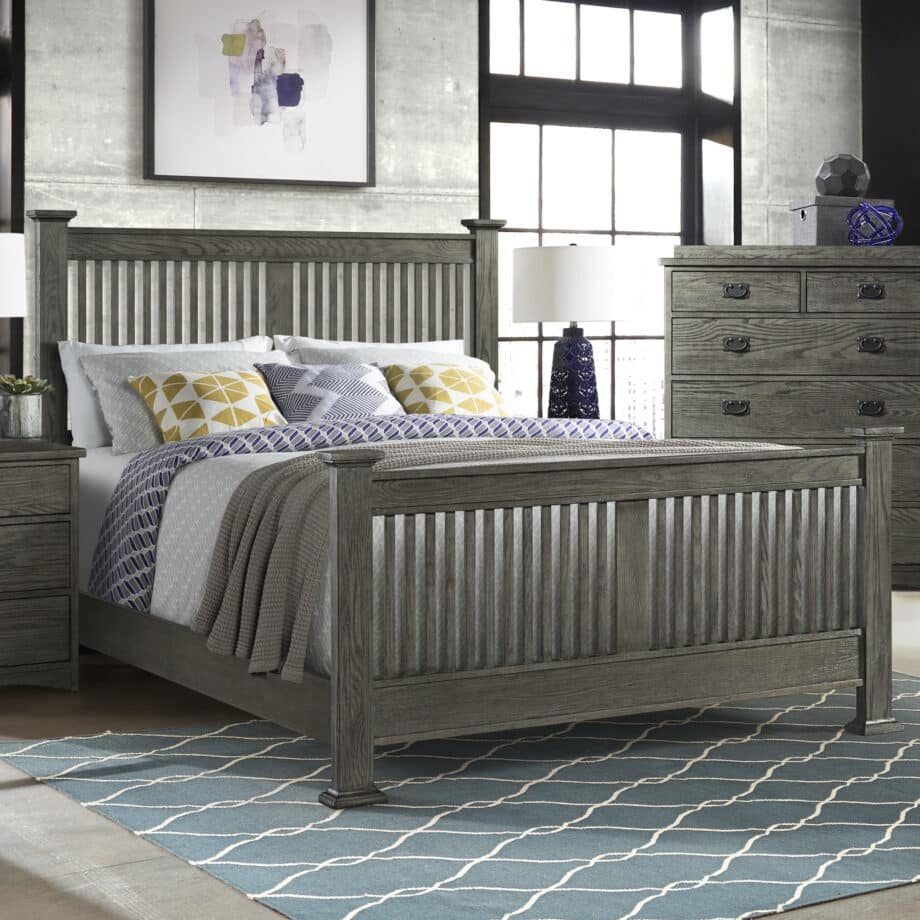 Oak Park Queen Slat Bed | Pewter