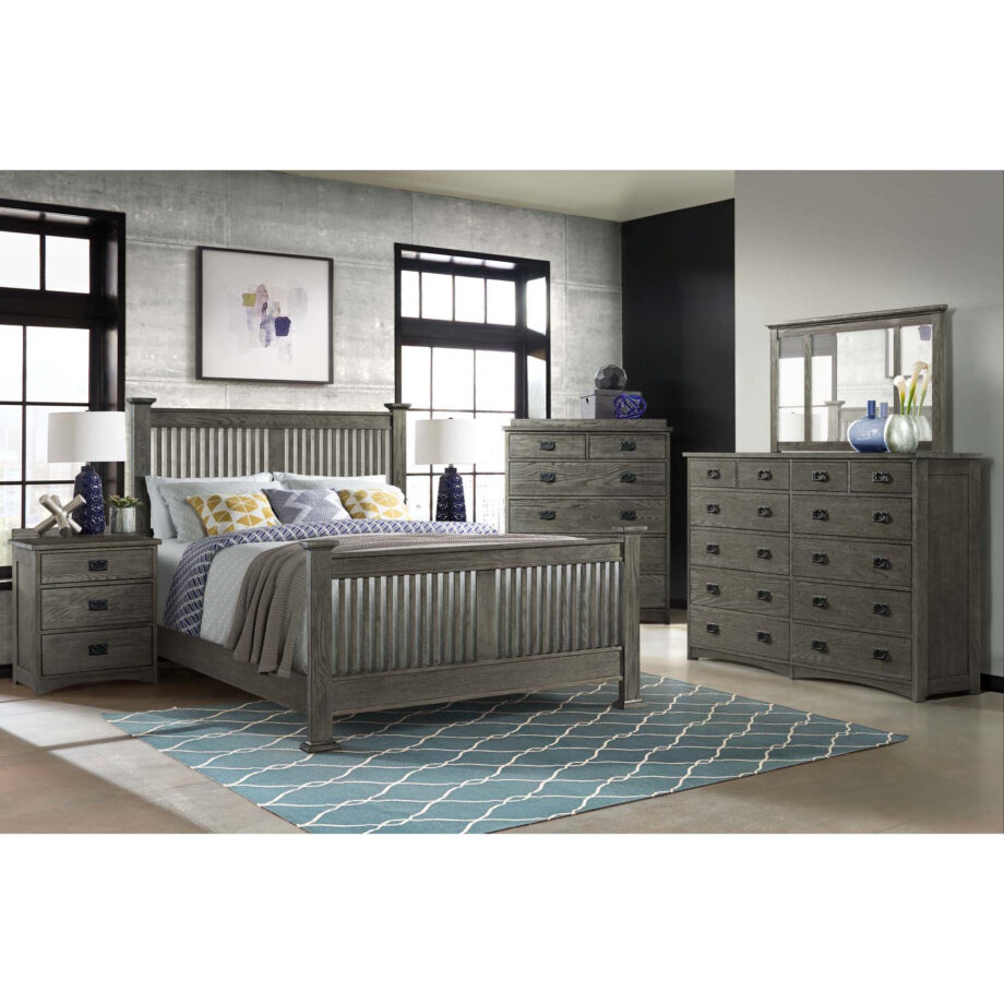 Oak Park King Slat Bed | Pewter