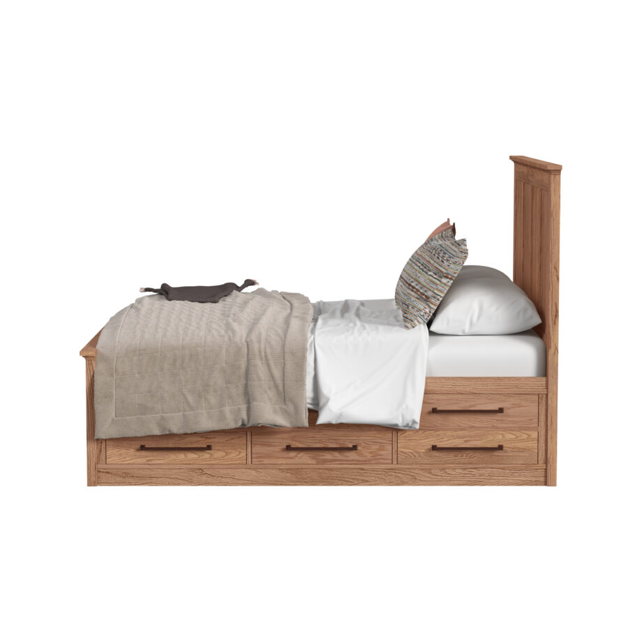 Oak Park Queen Captain's Bed w-6 Drawers | Taupe