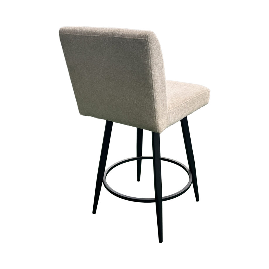 Metal Base Barstool w-Parsons Seat - Champagne Fabric