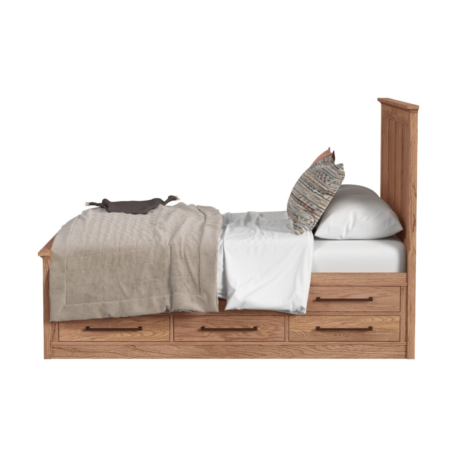 Oak Park Queen Captain's Bed w-12 Drawers | Taupe