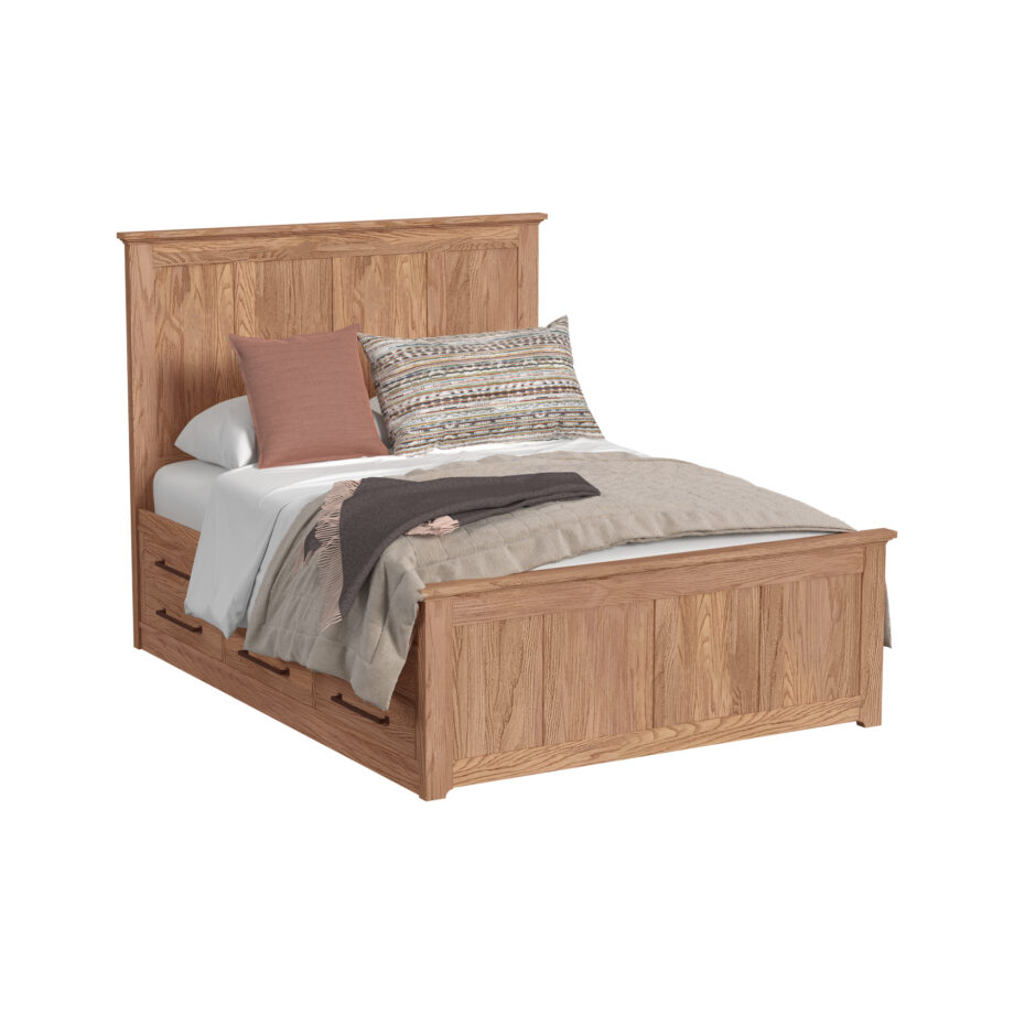Oak Park Queen Captain's Bed w-9 Drawers | Taupe