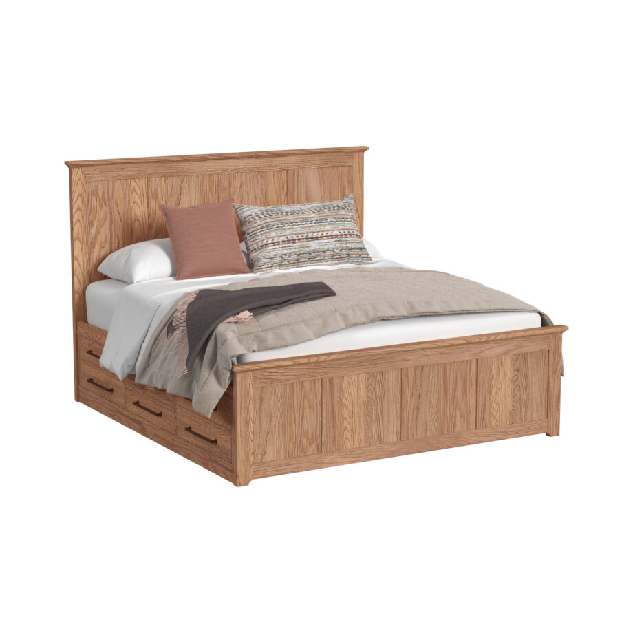 Oak Park King Captain's Bed w-9 Drawers | Taupe