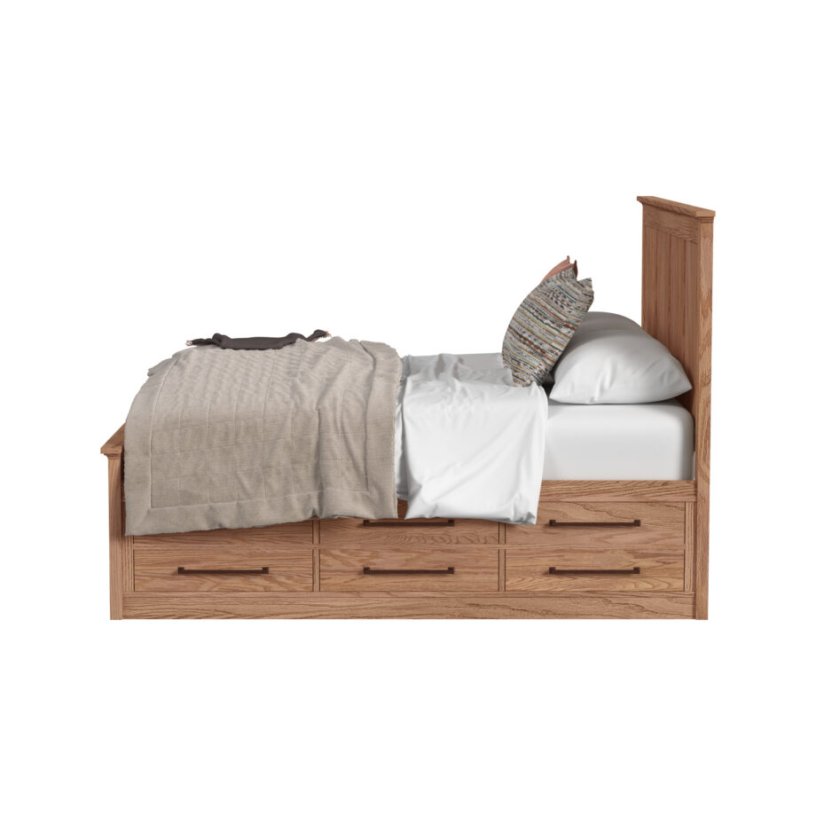 Oak Park King Captain's Bed w-9 Drawers | Taupe