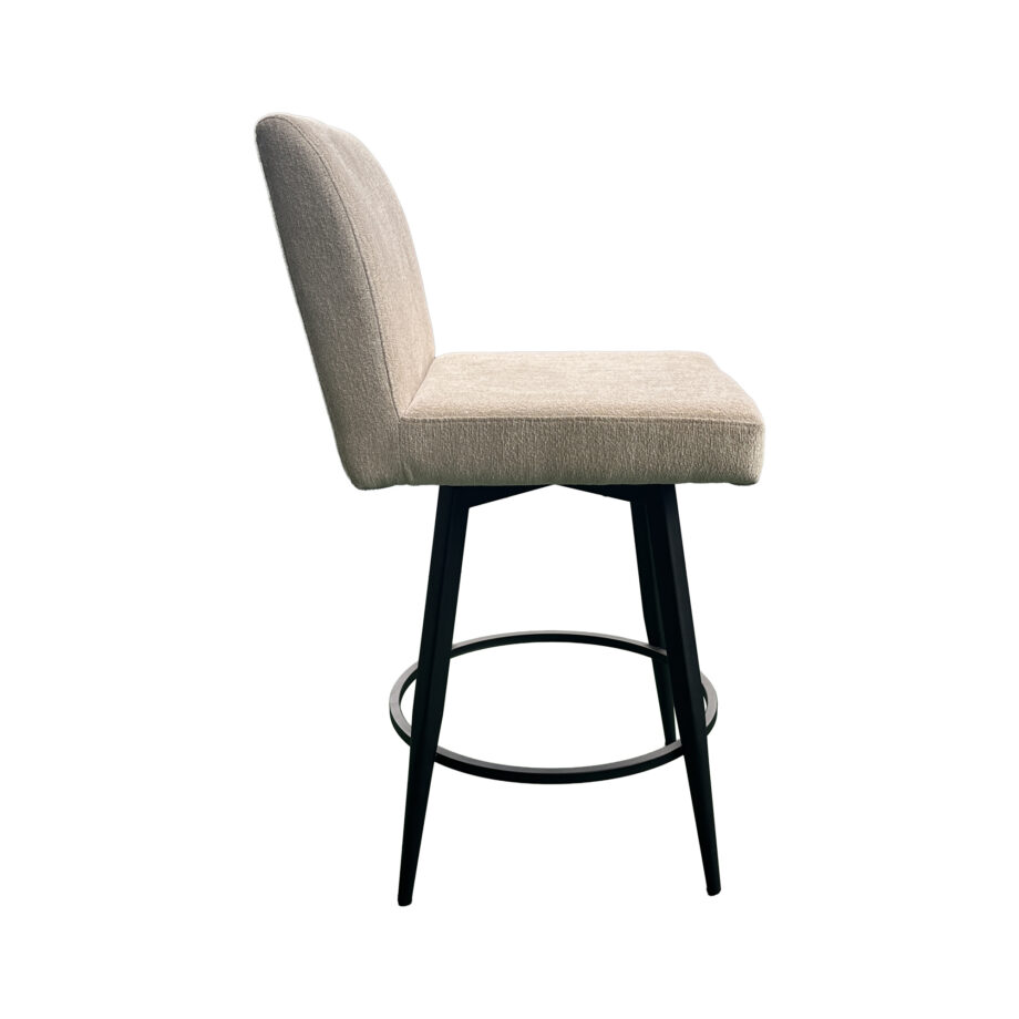 Metal Base Barstool w-Parsons Seat - Champagne Fabric