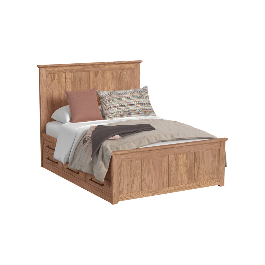 Oak Park Queen Captain's Bed w-12 Drawers | Taupe