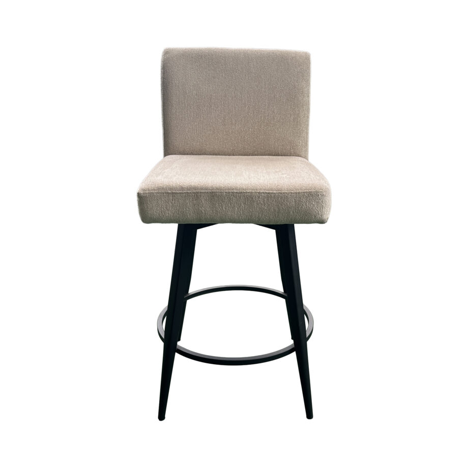 Metal Base Barstool w-Parsons Seat - Champagne Fabric
