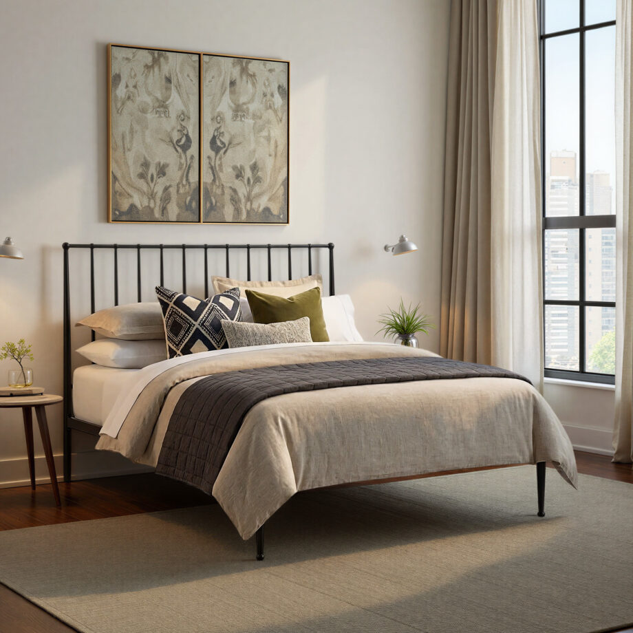 Transitional Queen Metal Bed