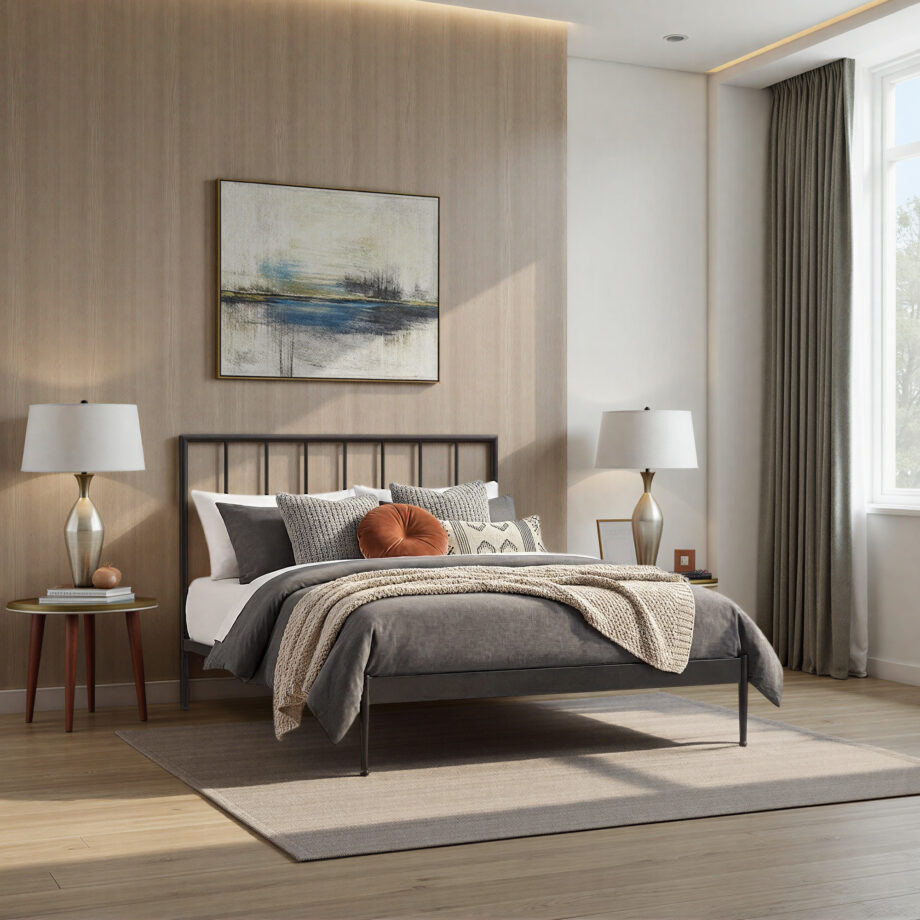 Modern Queen Metal Bed
