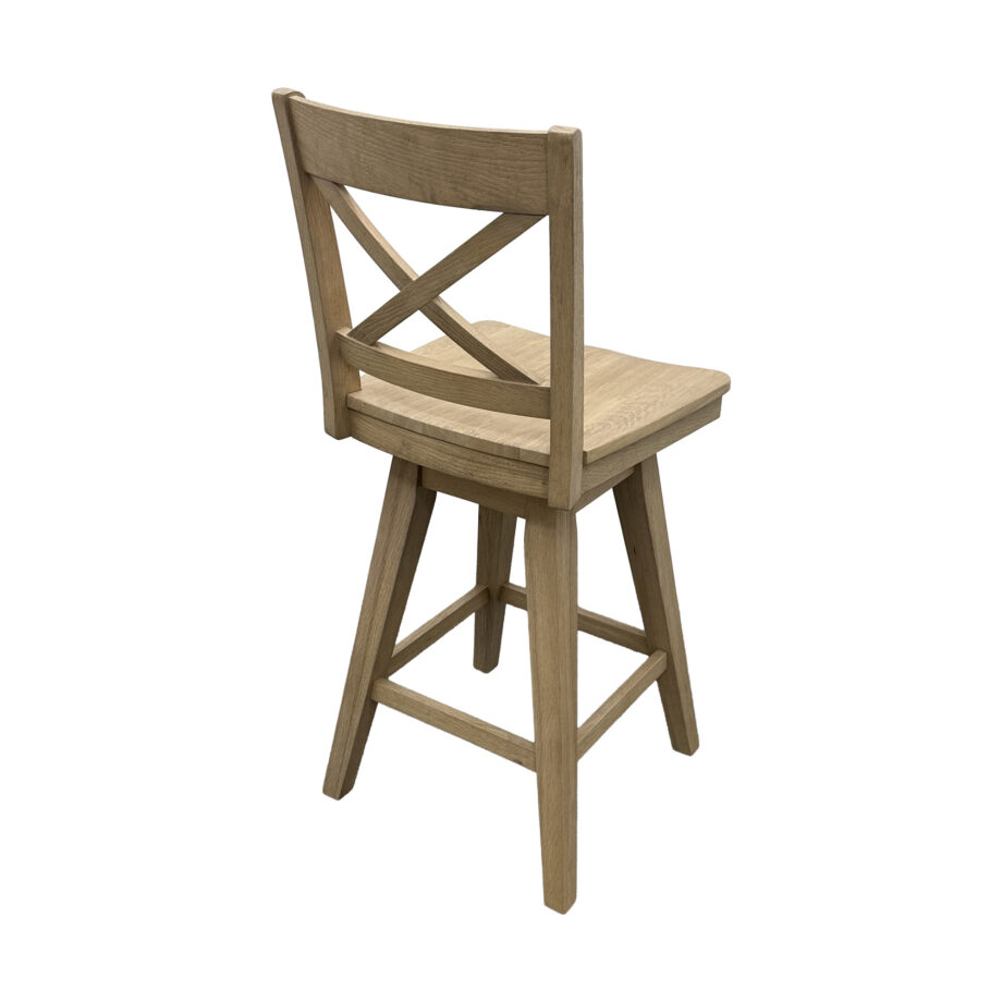 Wooden Barstool w-X Back | Natural