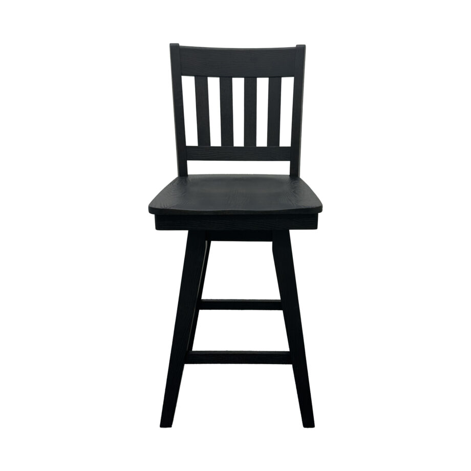 Wooden Barstool w-Slat Back | Black