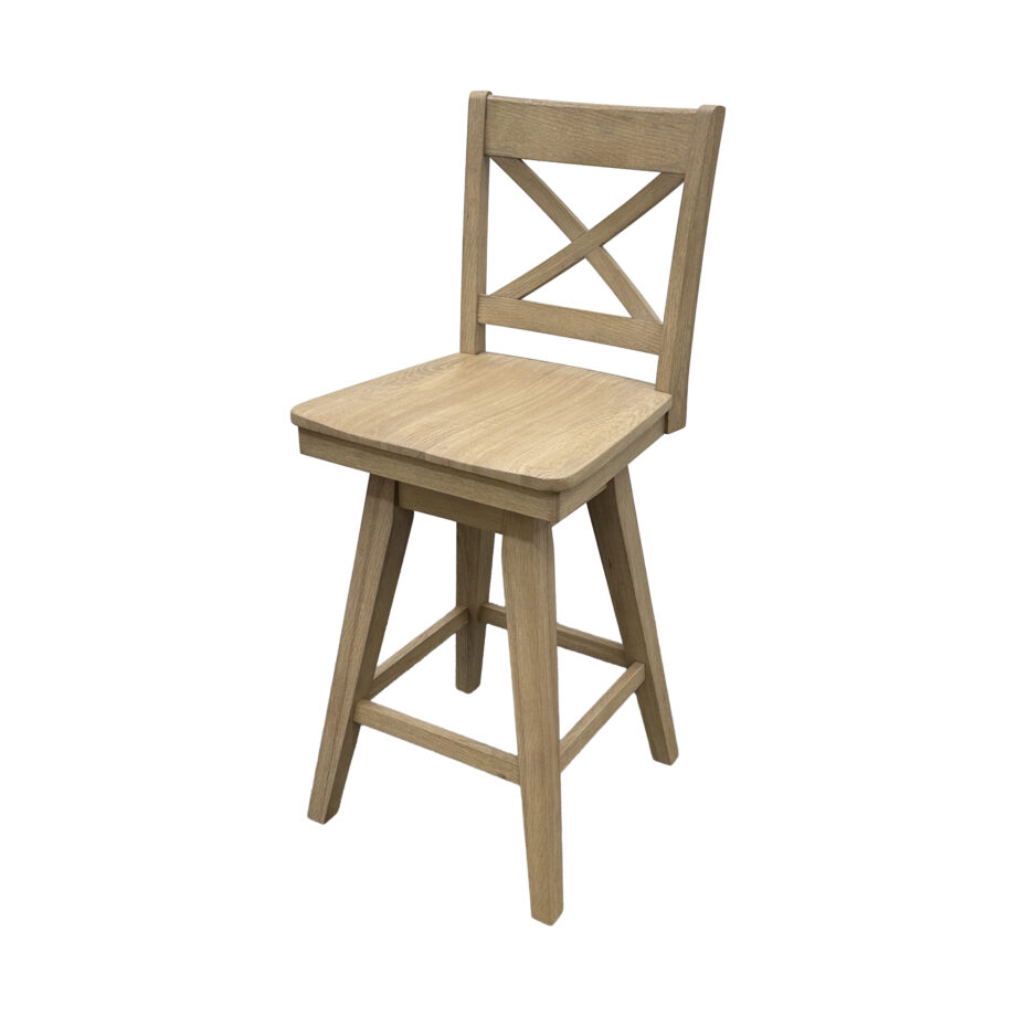 Wooden Barstool w-X Back | Natural