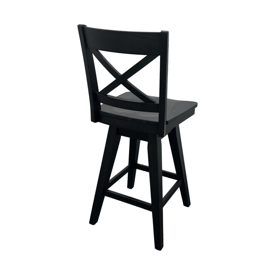 Wooden Barstool w-X Back | Black