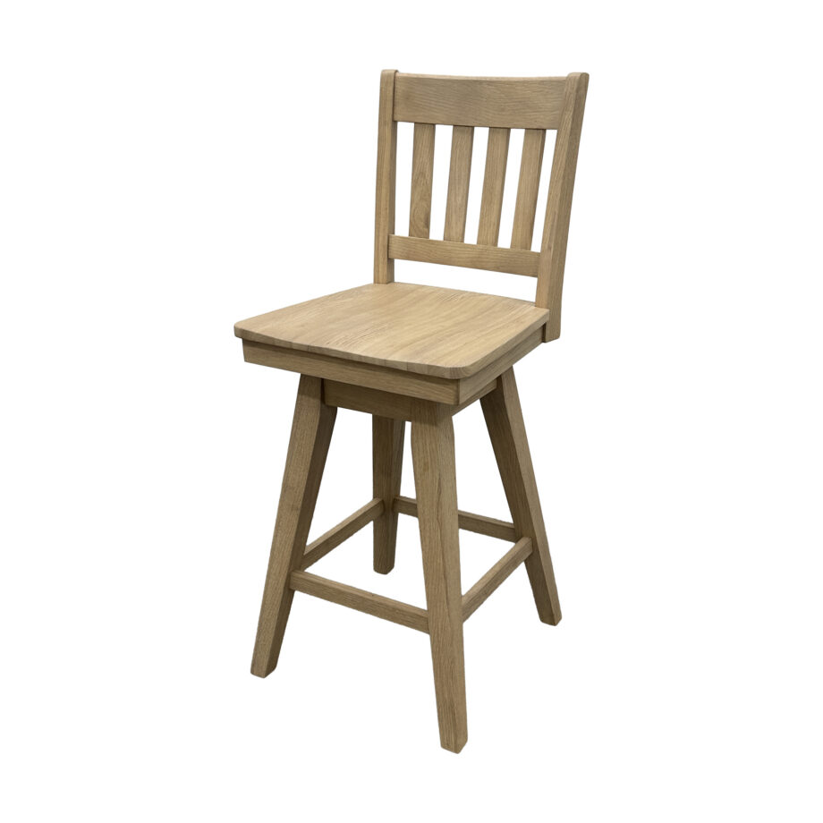 Wooden Barstool w-Slat Back | Natural