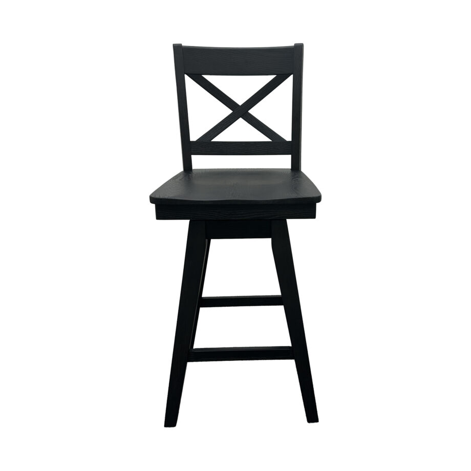 Wooden Barstool w-X Back | Black