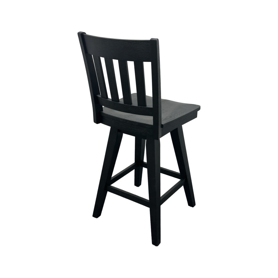 Wooden Barstool w-Slat Back | Black