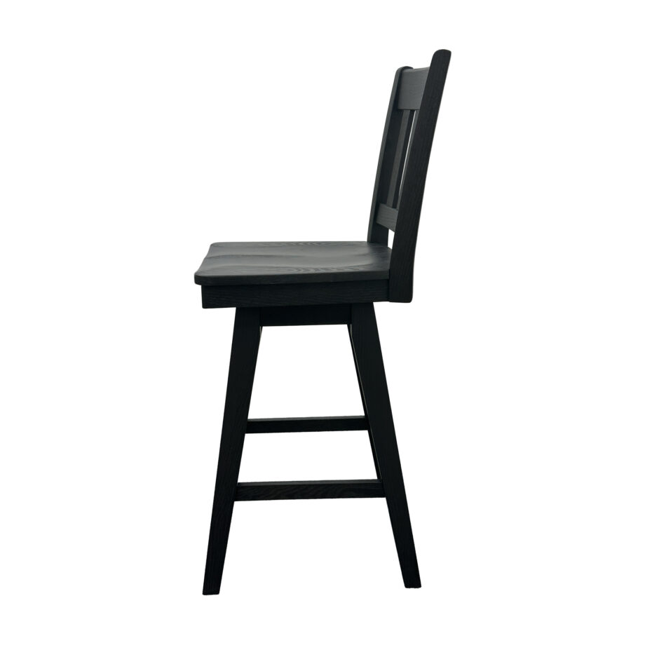 Wooden Barstool w-Slat Back | Black