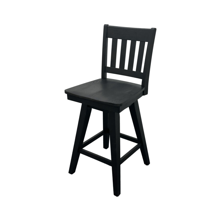 Wooden Barstool w-Slat Back | Black