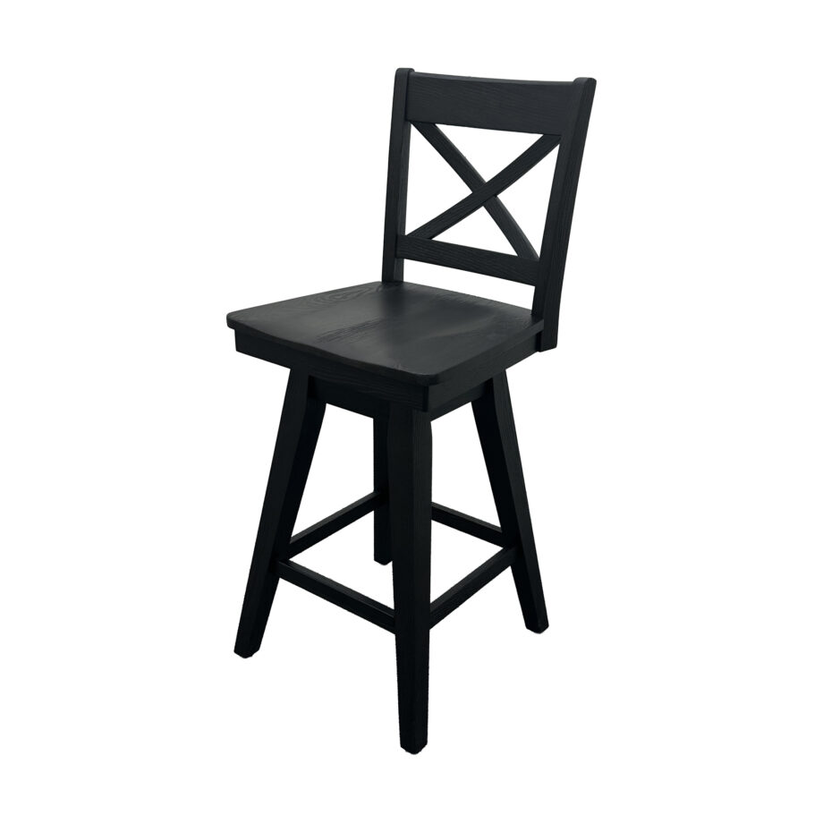 Wooden Barstool w-X Back | Black
