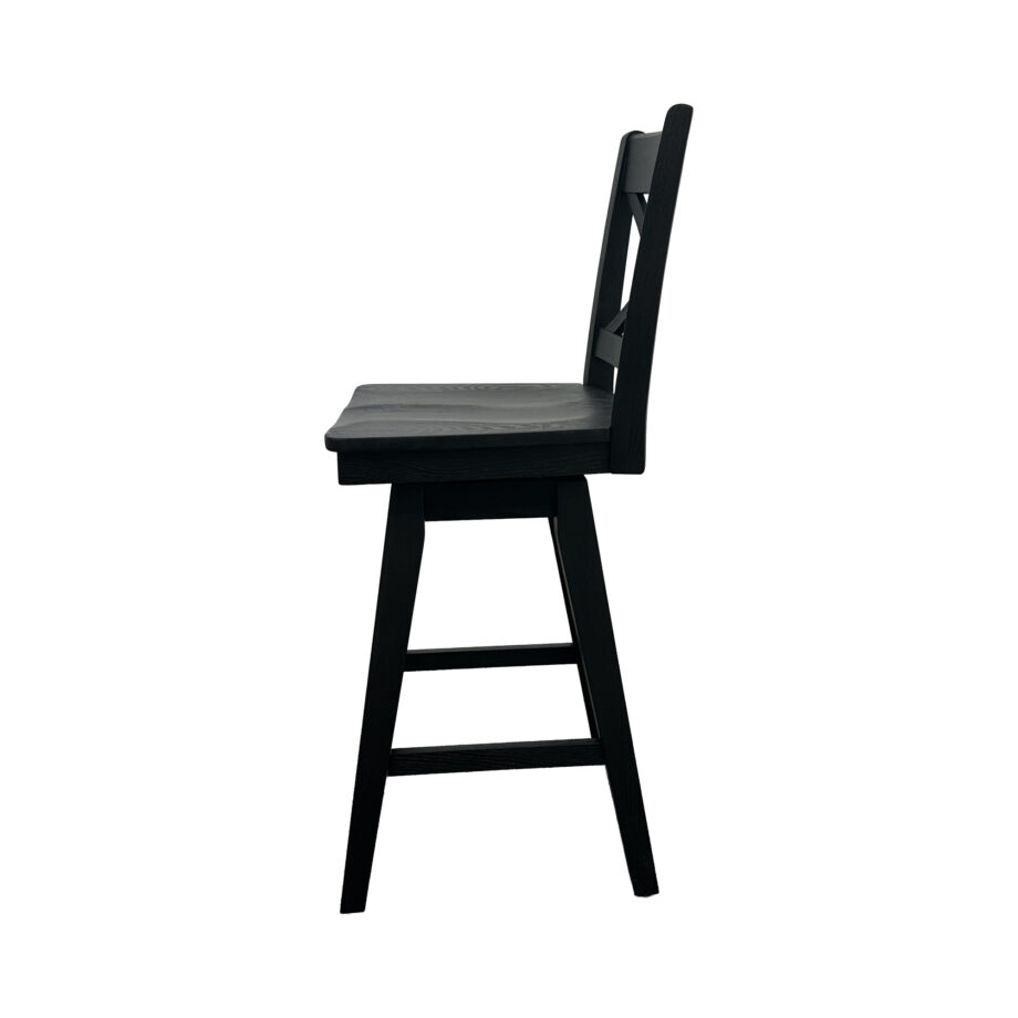 Wooden Barstool w-X Back | Black