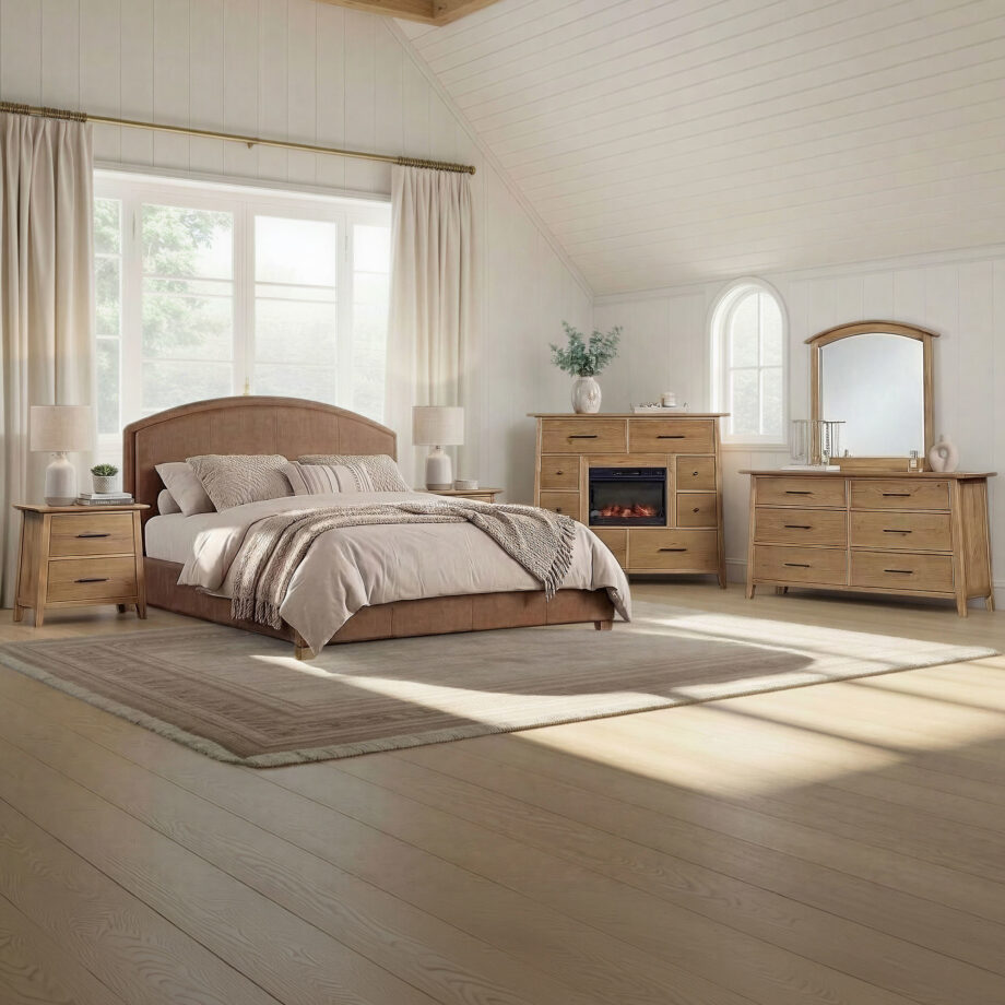 Jackson Uph. King Bed | Brown PU Leather