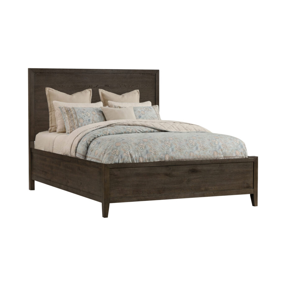 Norwich Queen Panel Bed | Dark Rustic Oak