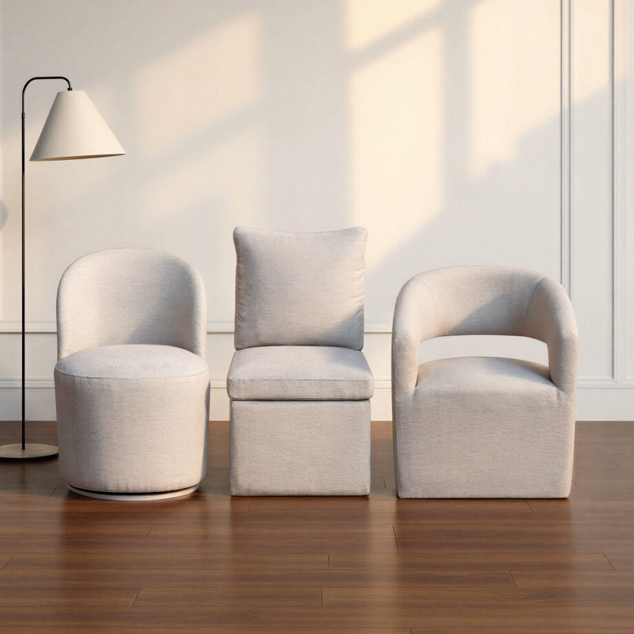 Uph. Dining Chair Curved Open Back | Cream