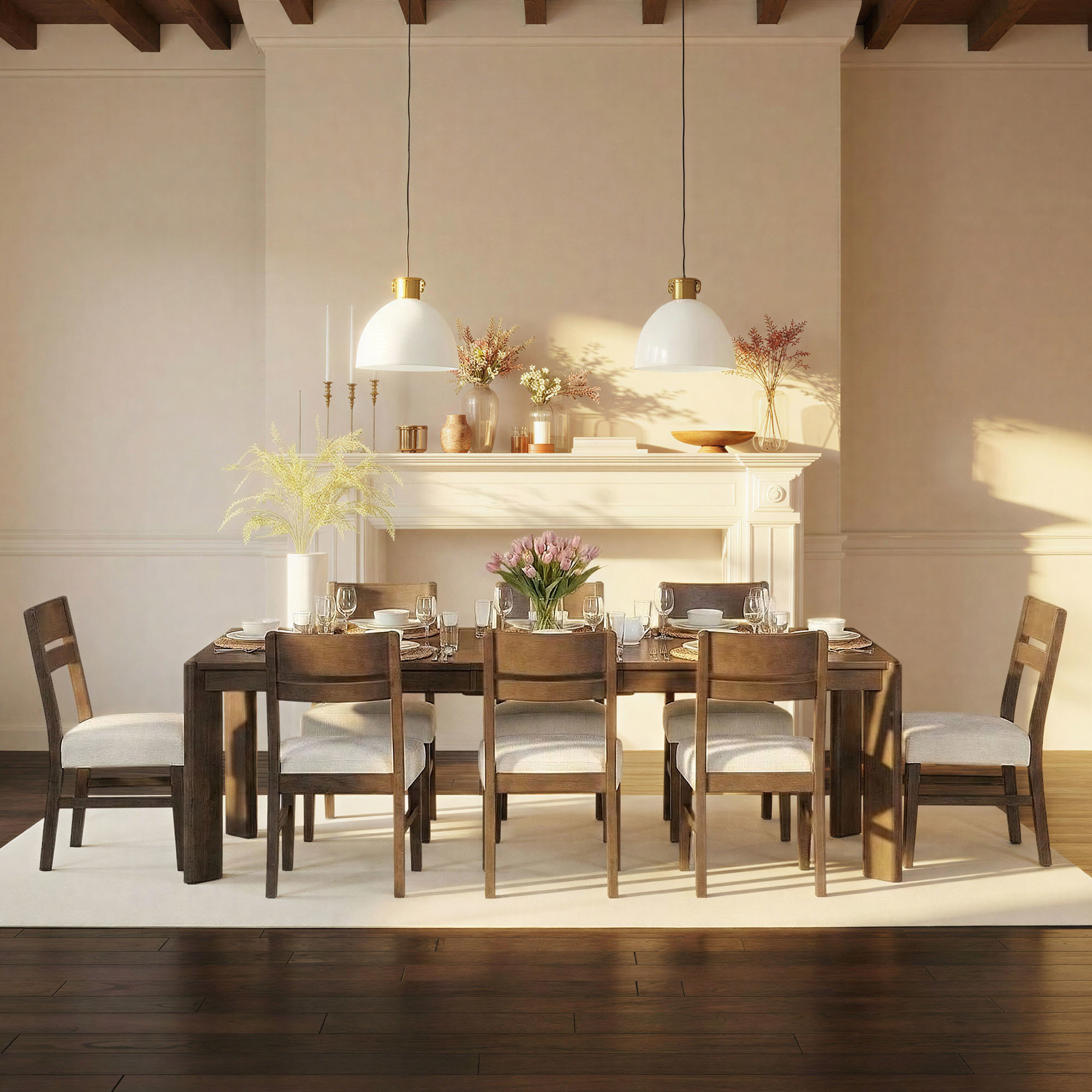 West End Ladder Chair - Ivory | Saddle Brown