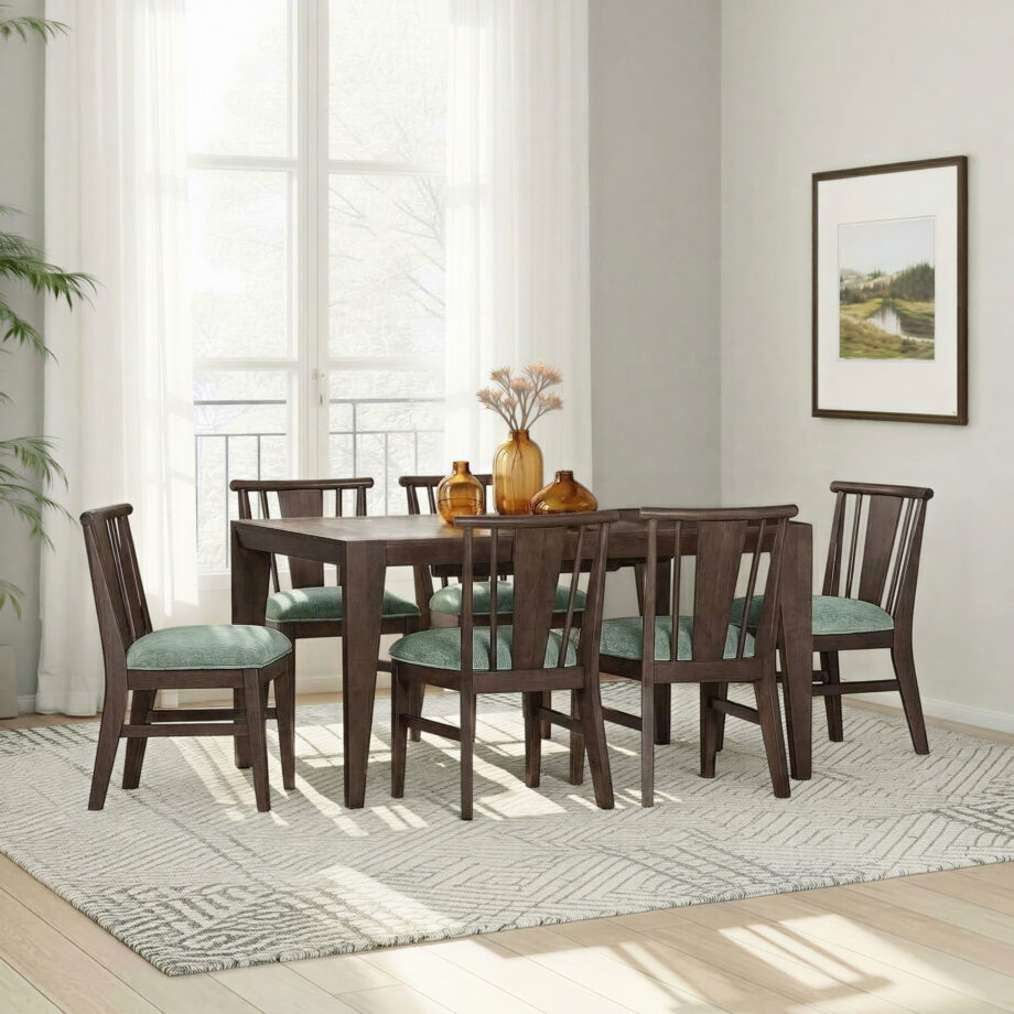 West End Spindle Chair - Sage Green | Saddle Brown