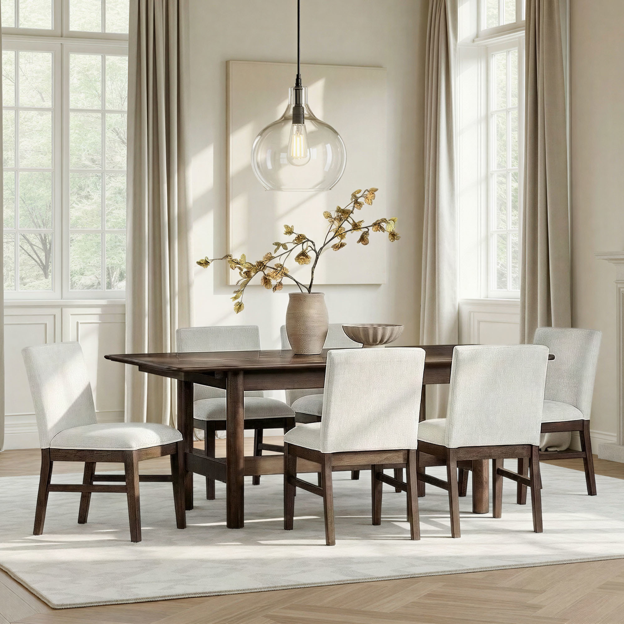 West End Parson Chair - Ivory | Saddle Brown