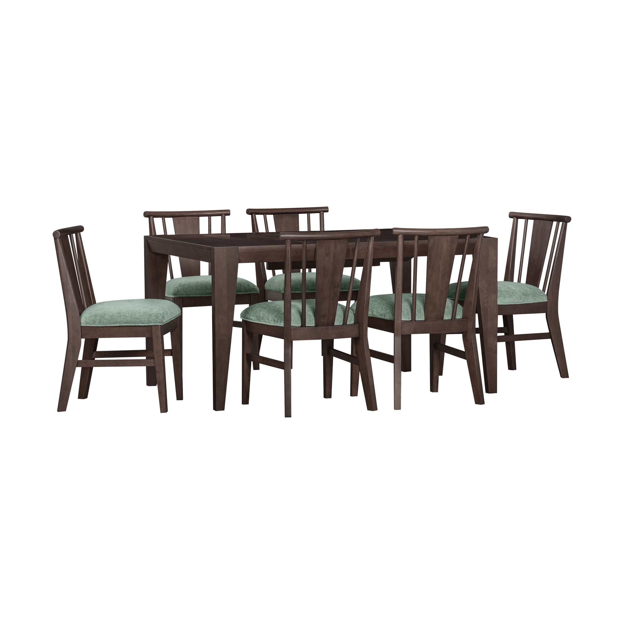 West End Spindle Chair - Sage Green | Saddle Brown