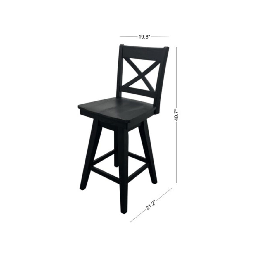 Wooden Barstool w-X Back | Black