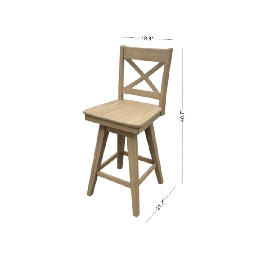 Wooden Barstool w-X Back | Natural