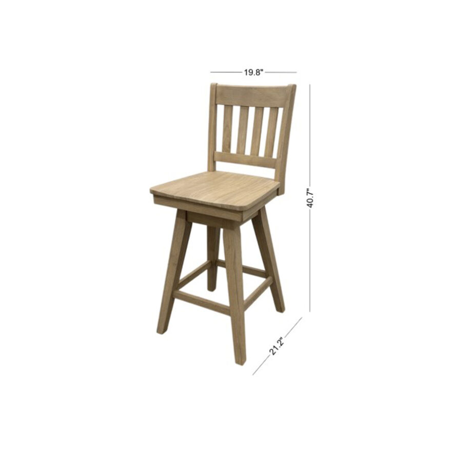 Wooden Barstool w-Slat Back | Natural