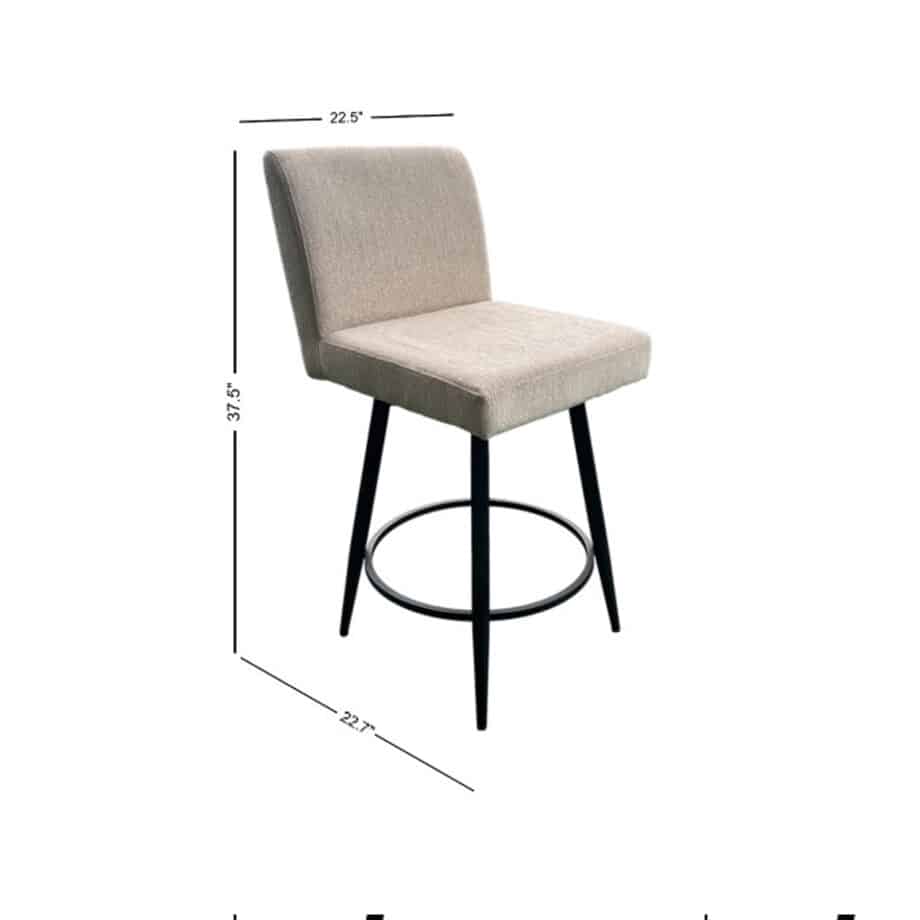 Metal Base Barstool w-Parsons Seat - Champagne Fabric